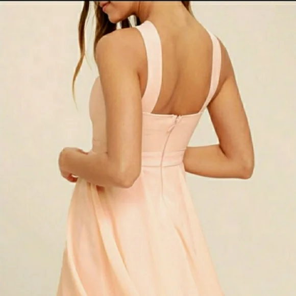 Lulus NWT small peach forevermore halter skater fit and flare mini dress - Picture 12 of 13
